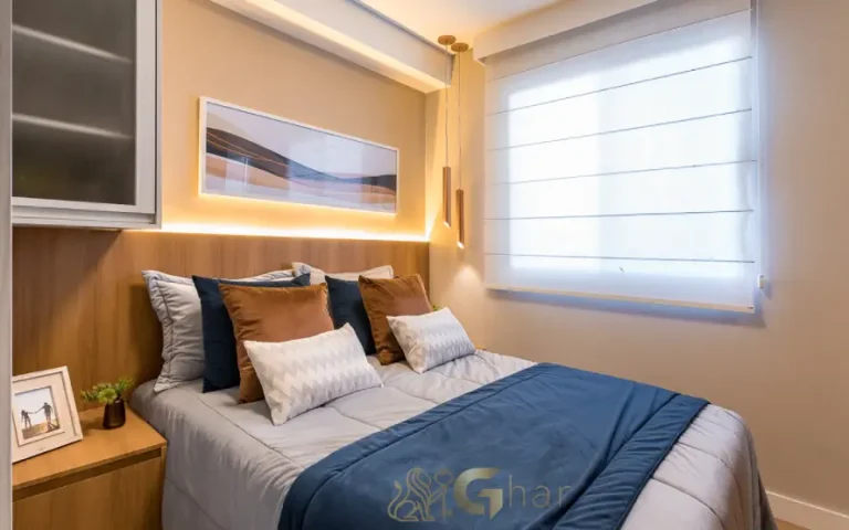 Quarto de casal do apartamento decorado do Cidade Jaguaré Villa Eldorado