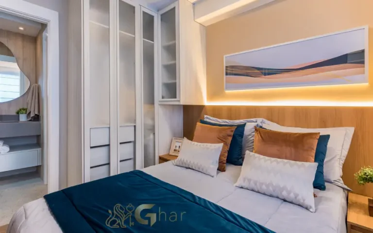 Quarto de casal do apartamento decorado no Cidade Jaguaré Villa Eldorado