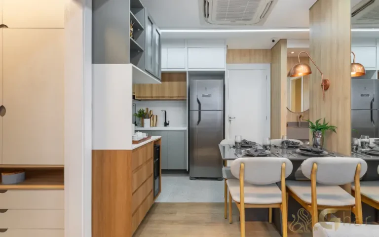 Sala de jantar do apartamento decorado no Cidade Jaguaré Villa Eldorado