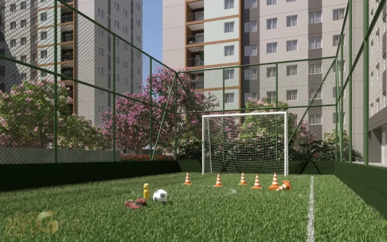 Quadra de grama sintética do Cidade Jaguaré Villa Lobos para esportes e lazer