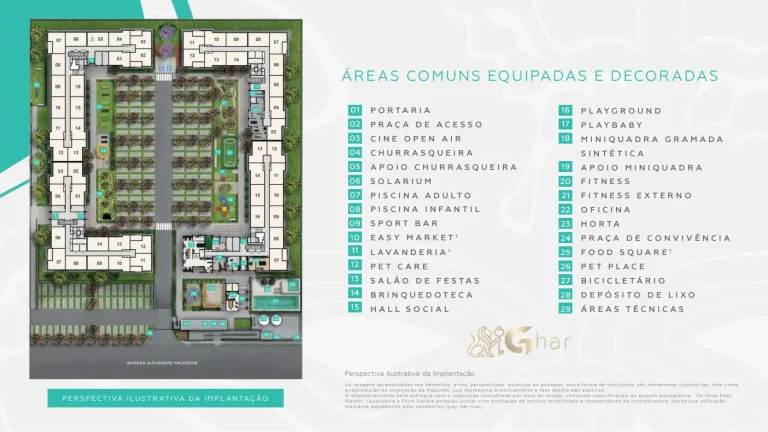 Planta do térreo com áreas de lazer do condomínio Cidade Jaguaré Villa Lobos