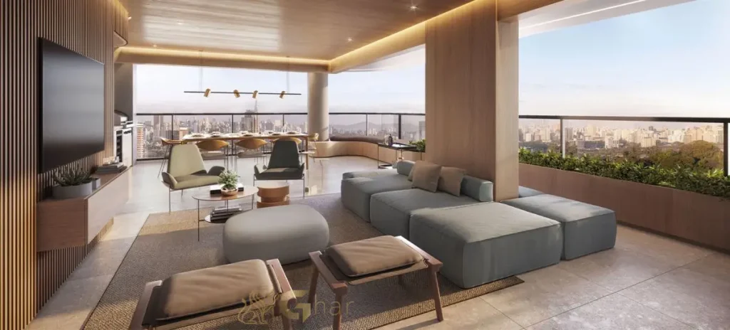 Apartamento decorado do Cidade Jockey com living amplo de 125 m²