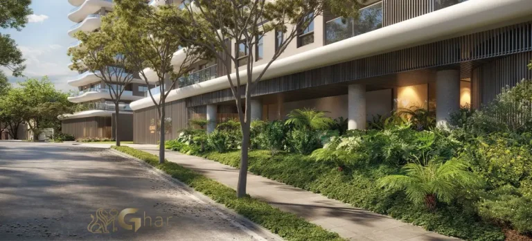 Fachada da portaria do Cidade Jockey no Butantã com acesso elegante