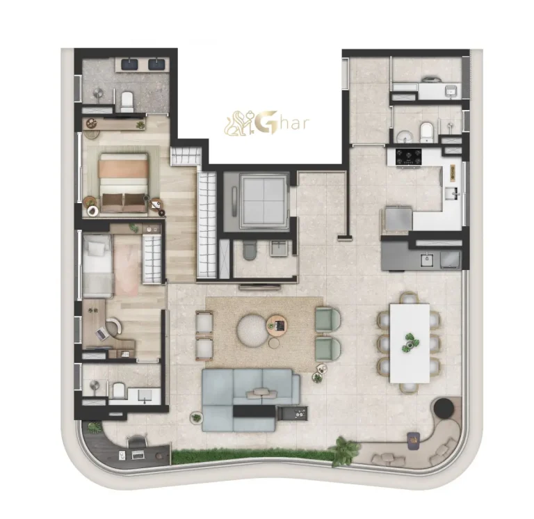 Planta do apartamento decorado 125 m² do Cidade Jockey no Butantã