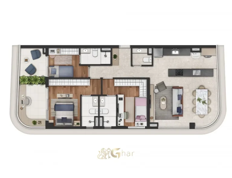 Planta opção de apartamento 105 m² do Cidade Jockey no Butantã