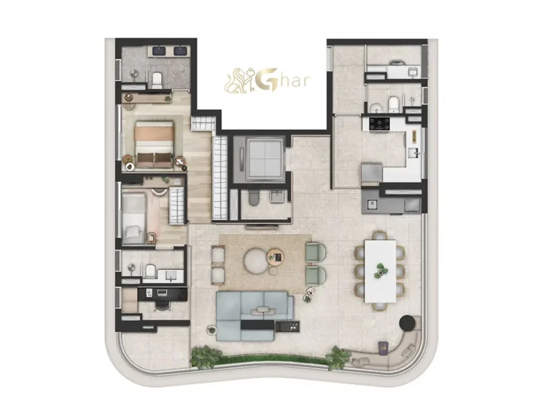 Planta opção de apartamento 125 m² do Cidade Jockey no Butantã
