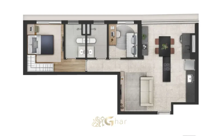 Planta opção de apartamento 60 m² do Cidade Jockey no Butantã