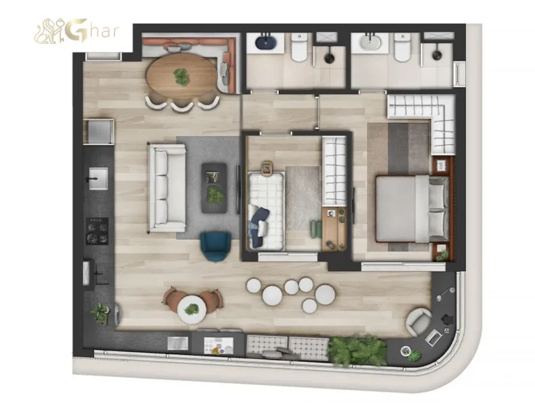 Planta opção de apartamento 76 m² do Cidade Jockey no Butantã