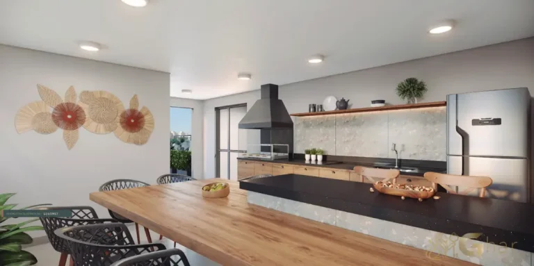 Espaço gourmet do condomínio Cidade Lapa Pompeia na Água Branca SP