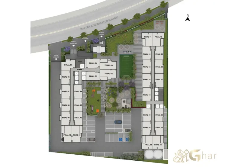 Planta de implantação tipo do condomínio Cidade Lapa - Santa Marina na Água Branca