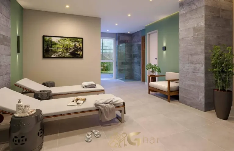 Área de descanso e sauna do condomínio Cidade Mooca – Duomo na Mooca