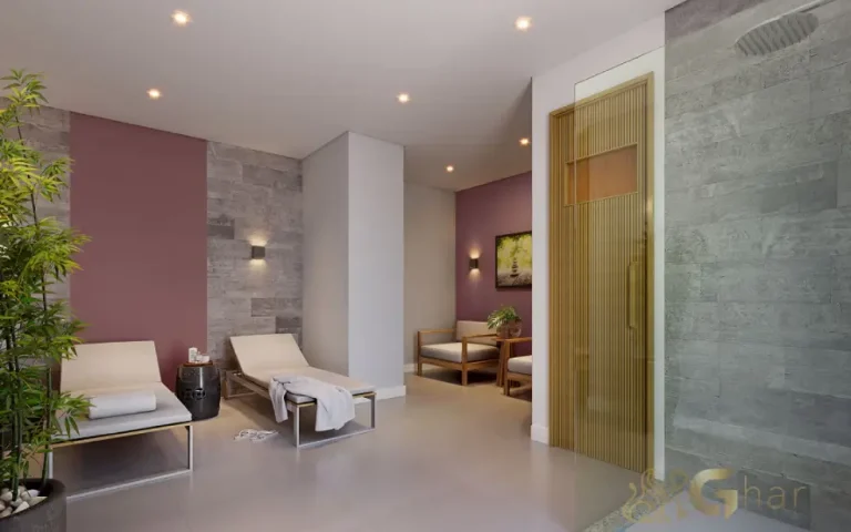 Espaço de descanso e sauna do condomínio Cidade Mooca – Navona