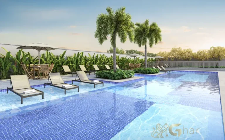 Piscina com deck molhado do condomínio Cidade Mooca – Navona