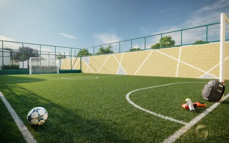 Quadra de grama sintética do condomínio Cidade Mooca – Venezia para esportes e lazer