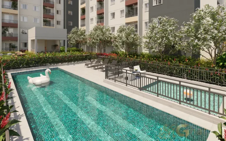 Piscina adulto e infantil do condomínio Cidade Villa Lobos Maestro no Jaguaré, São Paulo