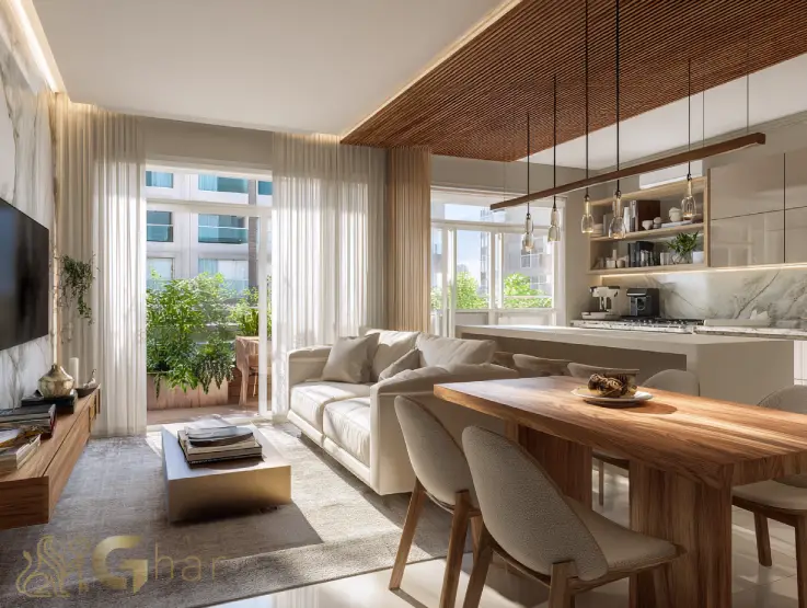 Apartamento decorado com sala, cozinha e terraço no Cidade Villa Lobos Melodia