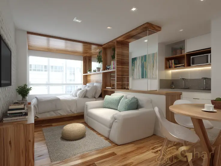 Apartamento decorado com sala de estar e cozinha aberta no Cidade Villa Lobos – Sonata