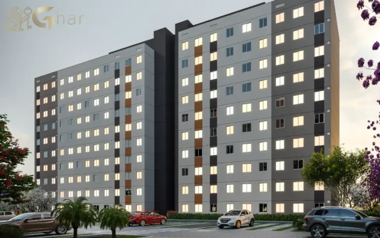 Planta de implantação tipo do condomínio Cidade Villa Lobos – Sonata, no Jaguaré, apresentando a disposição das torres residenciais, circulação interna e integração entre apartamentos e áreas comuns do empreendimento.