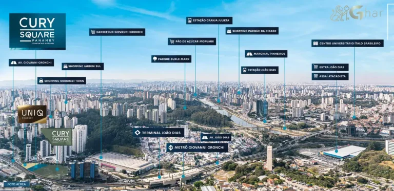 Vista aérea do bairro Panamby com o Cury Square Panamby