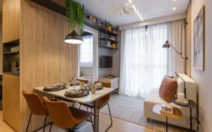 Sala de jantar do apartamento decorado do Cury Square Panamby Residencial Itapaiúna