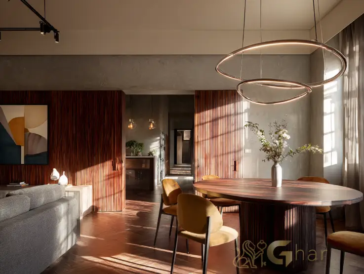 Apartamento decorado do Dez Belenzinho com sala de jantar e living integrado