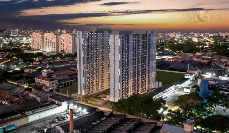 Fachada do condomínio Dez Belenzinho vista por drone no bairro do Belém em São Paulo