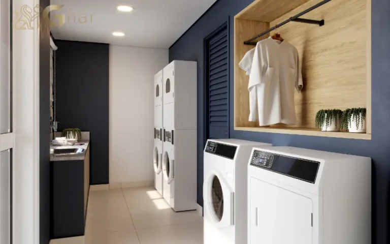 Lavanderia compartilhada do condomínio Dez Belenzinho no bairro do Belém