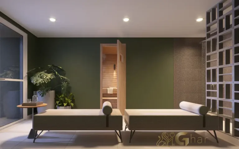 Sala de descanso e sauna do condomínio Dez Belenzinho no Belém