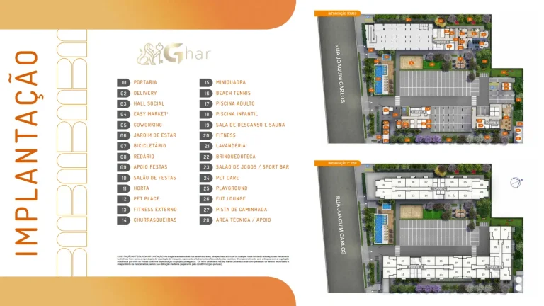Planta de implantação do térreo com lazer do condomínio Dez Belenzinho