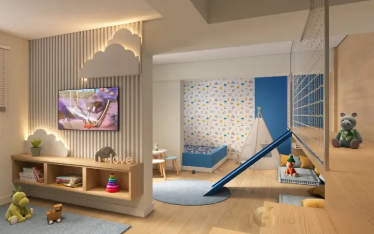 Brinquedoteca do condomínio Dez Butantã com ambiente seguro para crianças