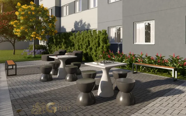 Praça de jogos do condomínio Dez Butantã para convivência e lazer