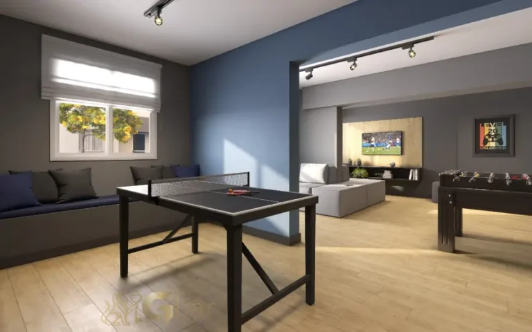 Salão de jogos e games do condomínio Dez Butantã com área de lazer interna