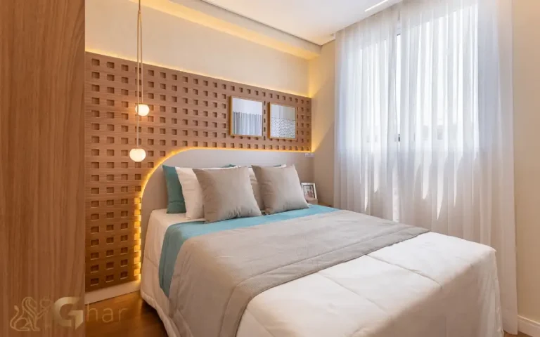 Dormitório casal decorado do apartamento Dez Limão no bairro do Limão SP