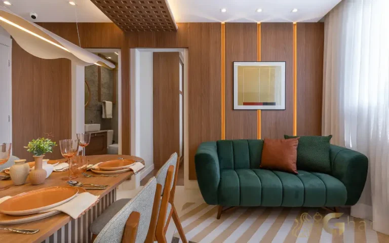 Sala living do apartamento decorado Dez Limão em São Paulo