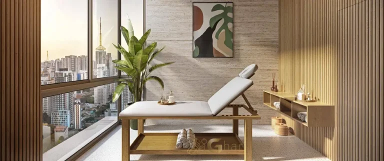 Sala de massagem no rooftop do Evolve Vila Mariana