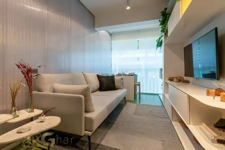 Sala de estar do apartamento decorado de 37 m² no Flow by Gafisa