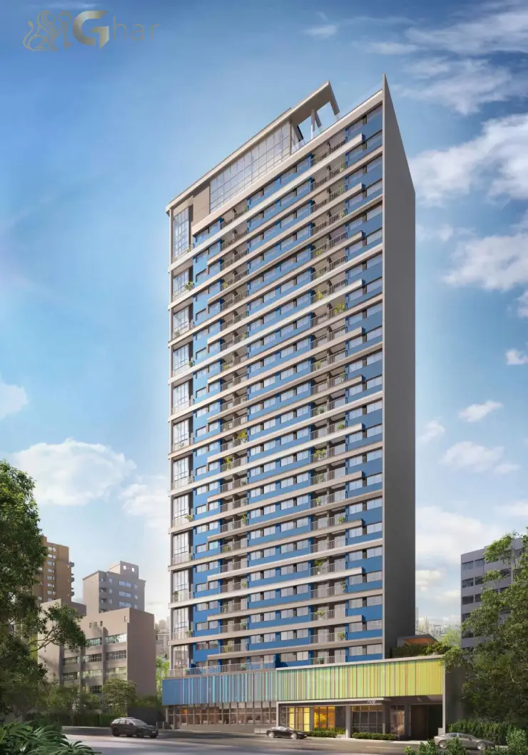 Planta de implantação da cobertura com lazer do Invert Campo Belo Studios, destacando piscina, áreas de convivência e espaços de bem-estar, um dos grandes diferenciais do condomínio no Campo Belo.