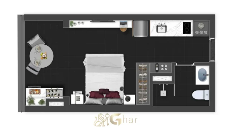 Planta do studio de 24 m² no Flow by Gafisa na Consolação