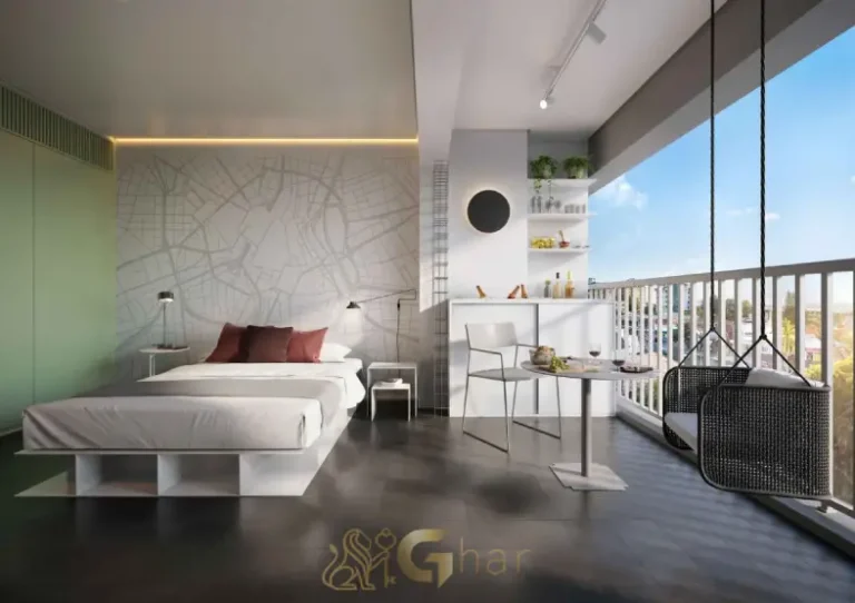 Ambiente do studio decorado de 21 m² no Flow by Gafisa