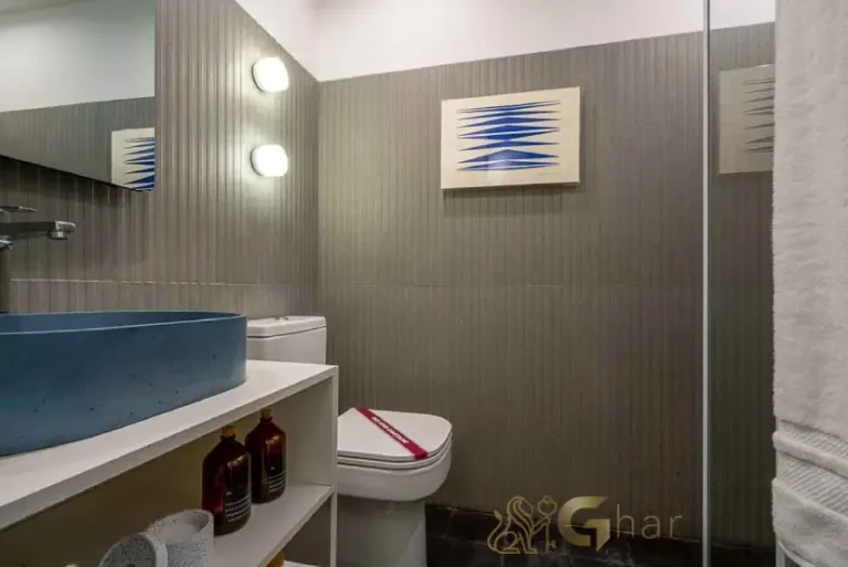 Vista interna do studio decorado de 24 m² no Flow by Gafisa