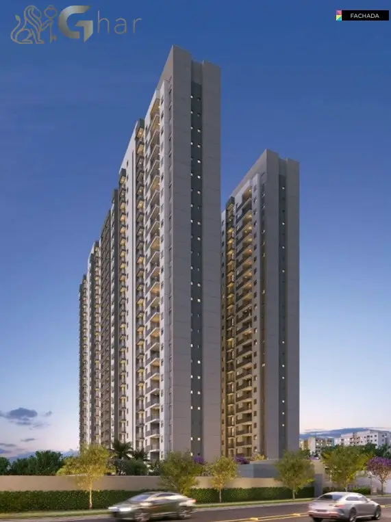 Fachada do condomínio Singular Butantã, com arquitetura contemporânea e design moderno, destacando o padrão construtivo e a identidade visual do empreendimento na Zona Oeste de São Paulo.