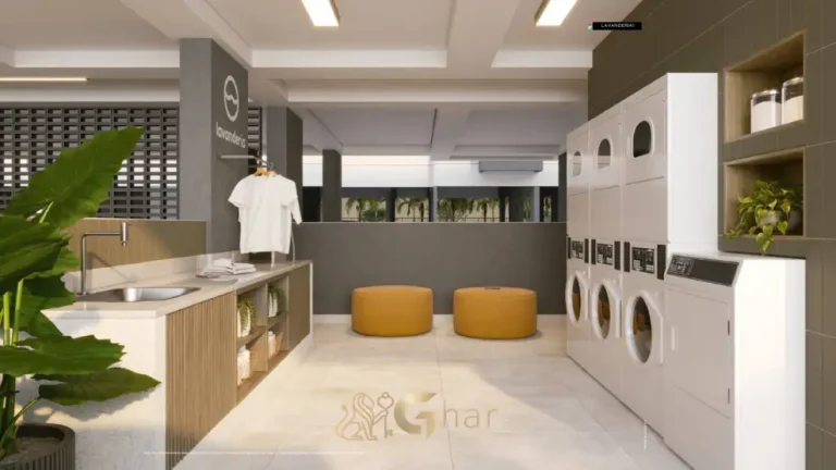 Lavanderia compartilhada do Galleria Santa Marina no condomínio da Água Branca