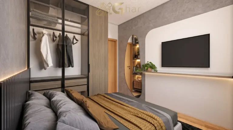 Quarto de casal do apartamento decorado Gran Arena Itaquera