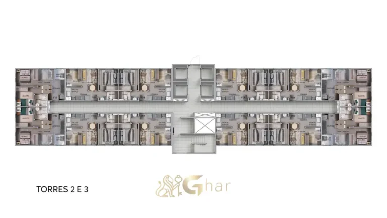 Planta de implantação das torres 2 e 3 do condomínio Gran Arena Itaquera