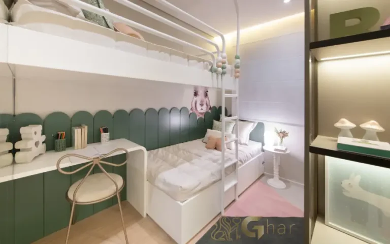 Quarto infantil do apartamento decorado do Guedala Park Premium no Jardim Guedala