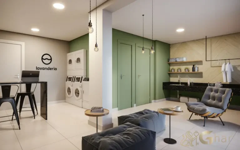 Lavanderia compartilhada do Guedala Park Premium em condomínio no Jardim Guedala