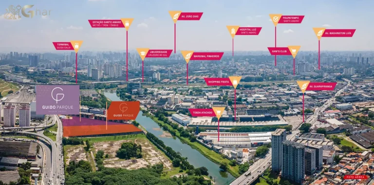 Vista aérea do bairro Santo Amaro com o Guido Parque Nações Unidas