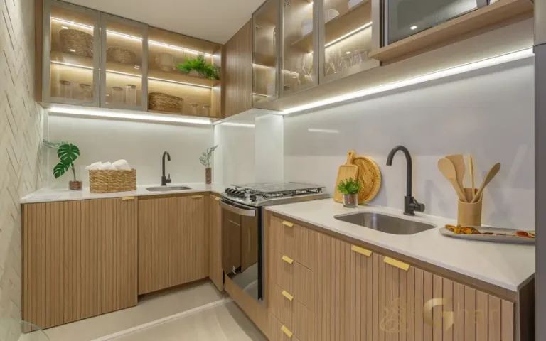 Cozinha do apartamento decorado no Guido Parque Santo Amaro em Santo Amaro SP