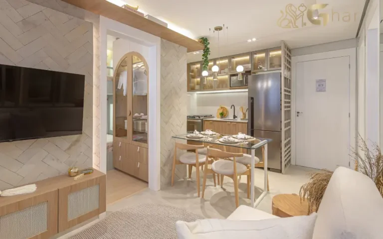 Sala de jantar integrada à cozinha no apartamento decorado do Guido Parque Santo Amaro em Santo Amaro SP