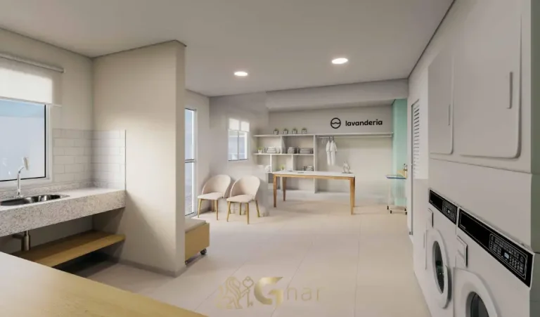 Lavanderia compartilhada do Guido Parque Santo Amaro em condomínio residencial em Santo Amaro São Paulo